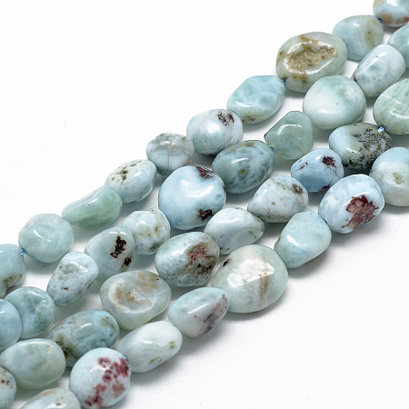 Honeyhandy Natural Larimar Beads Strands, Grade A, Oval, 8~15x7~12x4~12mm, Hole: 1mm, about 30~45pcs/strand, 15.7 inch