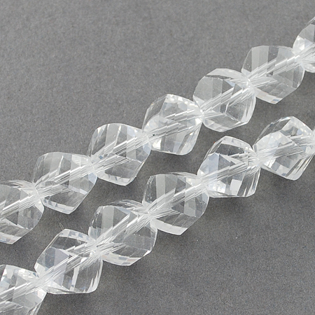 Honeyhandy Glass Bead Strands, Faceted, Twist, Clear, 4x4x4mm, Hole: 1mm, about 100pcs/strand, 14 inch