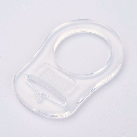 Honeyhandy Eco-Friendly Plastic Baby Pacifier Holder Ring, Clear, 48x32x3mm, Hole: 22mm