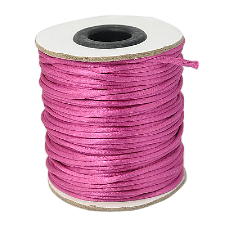 Honeyhandy Nylon Rattail Satin Cord, Beading String, for Chinese Knotting, Jewelry Making, Medium Violet Red, 2mm, about 50yards/roll(150 feet/roll)