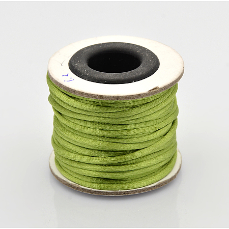 Honeyhandy Macrame Rattail Chinese Knot Making Cords Round Nylon Braided String Threads, Yellow Green, 2mm, about 10.93 yards(10m)/roll