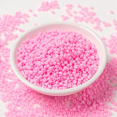 MIYUKI Round Rocailles Beads, Japanese Seed Beads, 8/0, (RR415) Dyed Opaque Cotton Candy Pink, 8/0, 3mm, Hole: 1mm, about 866pcs/10g