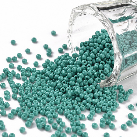 FGB 11/0 Baking Paint Glass Seed Beads, Round, Turquoise, 2.3x1.5mm, Hole: 1mm, about 5300pcs/50g