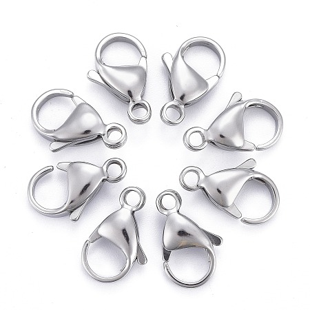 Honeyhandy 304 Stainless Steel Lobster Claw Clasps, Parrot Trigger Clasps, Grade A, Size: about 9mm wide, 15mm long, 4mm thick, hole: 2mm