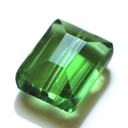Honeyhandy Imitation Austrian Crystal Beads, Grade AAA, Faceted, Rectangle, Green, 8x9.5x5mm, Hole: 0.9~1mm