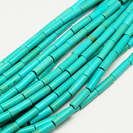 Honeyhandy 1 Strand Column Synthetic Turquoise Beads Strands, Dyed, Turquoise, 13x4mm, Hole: 1mm, about 32pcs/strand, 16 inch