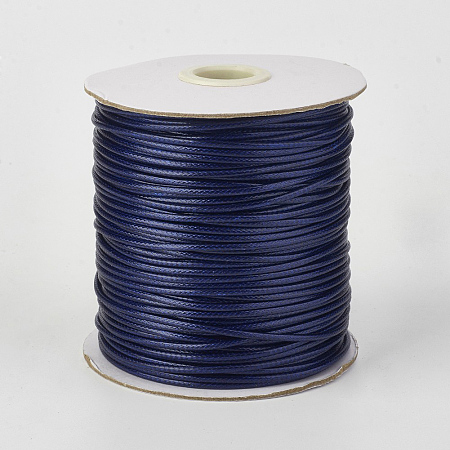 Honeyhandy Eco-Friendly Korean Waxed Polyester Cord, Midnight Blue, 1mm, about 185yards/roll(555 feet/roll)(169.16m/roll)