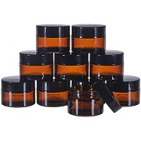 BENECREAT 10 Pack 30G/30ML CoconutBrown Glass Cosmetic Jars White Inner Liner Cosmetic Jars with Black Lid, Scoop and Self-Adhesive Print Label for Facial Cream Mask Ointment