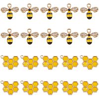 NBEADS 20 Pcs Alloy Enamel Bee Charms Jewelry Making Bee Pendant Charms Honeycomb Charms Pendants for Jewelry Making Crafts DIY