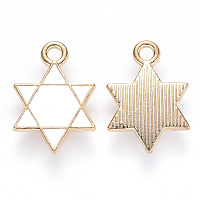 Honeyhandy Alloy Enamel Pendants, for Jewish, Star of David, Light Gold, White, 16.5x12x2mm, Hole: 1.6mm