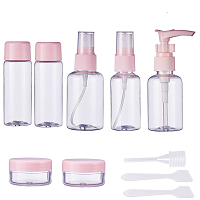 BENECREAT 10 Pack Travel Accessories Bottles Set for Makeup Cosmetic Toiletries Liquid - Includes Spray Bottle, Wide-Mouth Bottle, Emulsion Bottle, Cream Jar, Mixing Spoon & Dropper