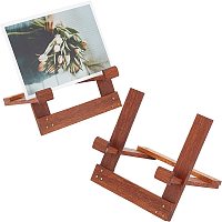 GORGECRAFT 2 Pack Wooden Display Stand Plate Holder Bamboo Vintage Place Card Stand Table Picture Frame Holder Stand Plate Holder for Card Book Photo Decorative Plates Artwork（Dark Brown