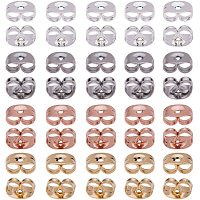 PandaHall Elite 240pcs 4 Colors Earring Stud Backs Replacement Secure Earring Backs Locking, 304 Stainless Steel, 4.5x6x3.5mm