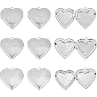 UNICRAFTALE 12pcs 3 Styles Heart Locket Charms Hypoallergenic Photo Frame Pendants Stainless Steel Locket Pendants for DIY Memorial Necklace Making, Stainless Steel Color