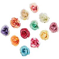 Cloth Rose Flower, Artificial Flower Heads, for DIY Decorative Wreath Party Birthday Home Decoration, Mixed Color, 37.5~40x29.5mm, Hole: 2.5mm 12 colors, 5pcs/color, 60pcs/set
