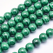 ARRICRAFT Natural Malachite Beads Strands, Round, 8mm, Hole: 1mm, about 49pcs/strand, 15.5 inches(39.5cm)