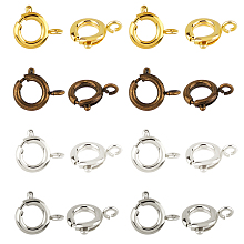 Brass Spring Ring Clasps, Great for Jewelry Making, Mixed Color, 9mm, Hole: 1.5mm; 4 colors, 20pcs/color, 80pcs/box