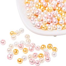 Barely Pink Mix Pearlized Glass Pearl Beads, Mixed Color, 4mm, Hole: 1mm; about 400pcs/box