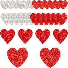 FINGERINSPIRE 26PCS 6 Style Heart Shape Rhinestone Patches 1/1.4/1.8/2.2 inch Red Silver Hotfix Appliques Patches Clothing Repair Valentine's Decoration Iron on Patches for Jeans Bags Hats Shoes