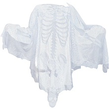 GORGECRAFT Skeleton Poncho White Lace Skull Bones Halloween Costumes for Women Day of The Dead Costume(59×59 Inch