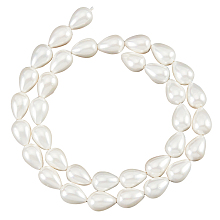 NBEADS 1 Strand about 35 Pcs 8mm Natural Shell Beads, White Teardrop Shell Beads Imitation Cultured Pearls Spacer Beads for DIY Crafts Bracelets Earrings Jewelry Making