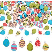 CHGCRAFT 144Pcs 6Style Easter Egg Polymer Clay Charms Soft Clay Pendant for Easter Decor Egg Fillers Basket Stuffers