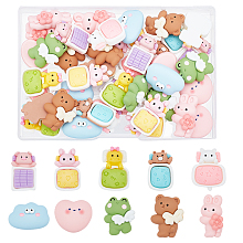 Arricraft 40 Pcs 10 Styles Opaque Animal Resin Cabochons, Cute Slime Charm Set Flat Back Sleeping Bear & Frog & Cloud Cabochons for Crafting Making Accessories Ornaments Scrapbooking