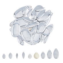 SUPERFINDINGS 60Pcs 10 Style Teardrop & Horse Eye & Oval Iron Fishing Lures, with 60Pcs Brass U Shape Links, Fishing Attractor Spinner Blades, for Hard Lures Worm Spinner Baits Spoons Rigs Making, Platinum, 120Pcs/box