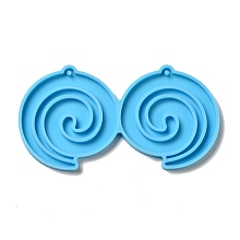 Honeyhandy DIY Vortex Pendant Silicone Molds, Resin Casting Molds, for UV Resin & Epoxy Resin Jewelry Making, Deep Sky Blue, 52.5x99x4mm, Hole: 2mm, Inner Diameter: 49.5x41.5mm