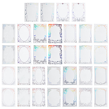 Olycraft 4 Bags 4 Styles PET Transparent Floral Frame Adhesive Decorative Stickers, Laser Waterproof Decals for DIY Album Scrapbook, Background Paper, Diary Decoration, White, 142x93x0.1mm, 8pcs/bag, 1 bag/style