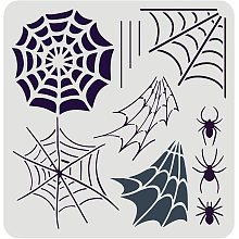 FINGERINSPIRE Spiderweb Stencil 11.8x11.8inch Reusable Spiderweb and Spider Stencil Spider Drawing Stencil Halloween Theme Stencil for Painting on Wall, Canvas, Tile, Furniture and Paper