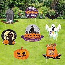 FINGERINSPIRE 8Pack Happy Halloween Yard Signs with Stakes Halloween Themed Outdoor Lawn Decorations Sign Halloween Props Signs for Outside Garden Lawn Yard Halloween Decorations