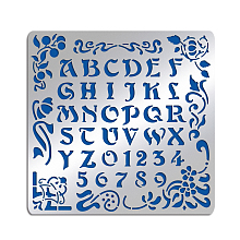 BENECREAT Matte Artistic Metal Letters Stencils, A to Z Alphabet & Number & Flower Vine Stencil Template for Painting, Wood Burning, Engraving, Scrapbooking, 15.6x15.6cm