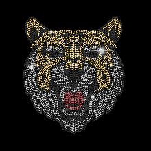 SUPERDANT Tiger Fierce Iron on Rhinestone Patches Iron on Hotfix Transfer Decal Animal T-Shirt Crystal Heat Transfer Hot fix Rhinestone Bling DIY Decals for Clothing Decor