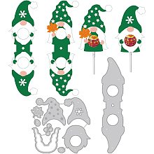 BENECREAT 2Pcs St. Patrick's 3D Gnome Elf Pattern Cutting Dies Stencil, Lollipop Stand Metal Embossing Cut Stencils Craft Embossing Tools for Card DIY Scrapbooking Decorative Albumn