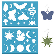 GORGECRAFT Acrylic Earring Handwork Template, Card Leather Cutting Stencils, Deep Sky Blue, Butterfly Pattern, 130x90x2mm, 2pcs/set