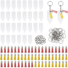 GLOBLELAND 30 Sets Blank Keychain Making Kit with 30 Pcs Acrylic Board and 60 Pcs Tassel Pendants Acrylic Keychain Ornament Sublimation Blanks for DIY Keychains Handmade Gifts