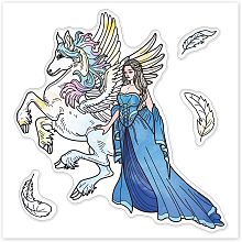 GLOBLELAND Pegasus and Angel Clear Stamps for DIY Scrapbooking Silicone Clear Stamp Seals Transparent Stamps for Cards Making Photo Album Journal Home Decoration