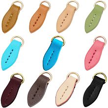 WADORN 11 Colors Leather Zipper Pulls, Leaf Shape Zipper Tags Fixer Pull Strap Cord Zipper Leather Zip Puller Heads Replacement Durable Boot Jacket Bag Purse Repairing Tools Backpack Accessories