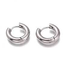 Honeyhandy 201 Stainless Steel Huggie Hoop Earrings, with 304 Stainless Steel Pin, Hypoallergenic Earrings, Ring, Stainless Steel Color, 18.5x4mm, 6 Gauge, Pin: 1mm