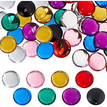 FINGERINSPIRE 32 Pcs Flat Back Round Acrylic Rhinestone Gems with Sew Holes, 25mm Smooth Jewels with Container Crystals Cabochons Garments Accessories for Costume Decor (8 Mixed Color)