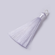 Honeyhandy Polyester Tassel Pendants, White, 78~82x8mm, Hole: 2~4mm