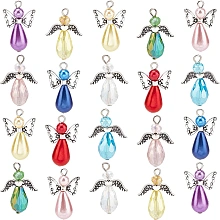 SUNNYCLUE 1 Box 30Pcs Christmas Angel Charms Bulk Angels Dangles Wing Pendant Colorful Pearl Beads for Jewelry Making Charms Necklace Earrings Findings Keychain Craft Starter Adult Women Random Color