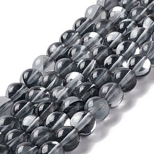 Synthetic Moonstone Beads Strands, Round, Black, 8mm, Hole: 1mm, about 48pcs/strand, 14.57''~15.35''(37~39cm)