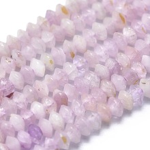 Honeyhandy Natural Kunzite Beads Strands, Faceted, Bicone, 2.5~3x1.5~2mm, Hole: 0.5mm, about 250pcs/Strand, 14.96 inch(38cm)