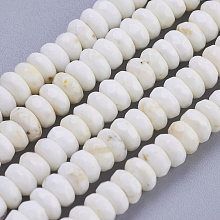 Honeyhandy Natural Magnesite Beads Strands, Faceted, Rondelle, 4~4.5x2~2.5mm, Hole: 1mm, about 150pcs/strand, 15.1  inch~15.3 inch(38.5~39cm)