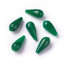 Honeyhandy Natural Myanmar Jade/Burmese Jade Half Drilled Beads, Dyed, teardrop, 21~22x10mm, Hole: 1.2mm