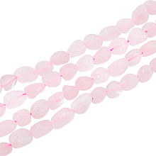 Nbeads 2 Strands Natural Rose Quartz Beads Strands, Oval, 8~15x8~10x4~10mm, Hole: 1mm, about 36~42pcs/strand, 15.7''(39.88cm)