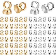 PandaHall Elite Pendant Bail Cap, 200pcs 2 Colors Brass Bead Cap Pendant Bails Ball Pendant End Cap Clasp Dangle Charm Round Bails with Loop Findings for Earring Necklace Jewelry DIY Craft, Golden/Silver