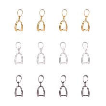 PandaHall Elite 60pcs 3 Colors Brass Pinch Bails Pinch Clip Bail Clasp Dangle Charm Bead Pendant Connector Findings for Pendants Necklace Jewelry DIY Craft Making